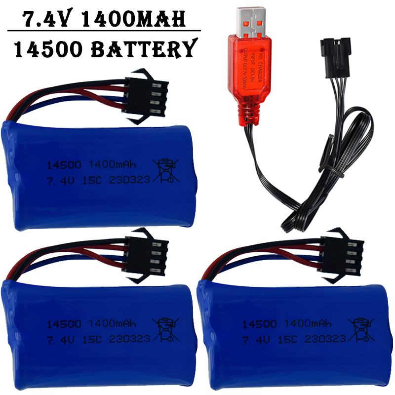 Rc Helicopter Charger - 7.4V 1400mAh 14500 lithium-ion battery/with SM4P