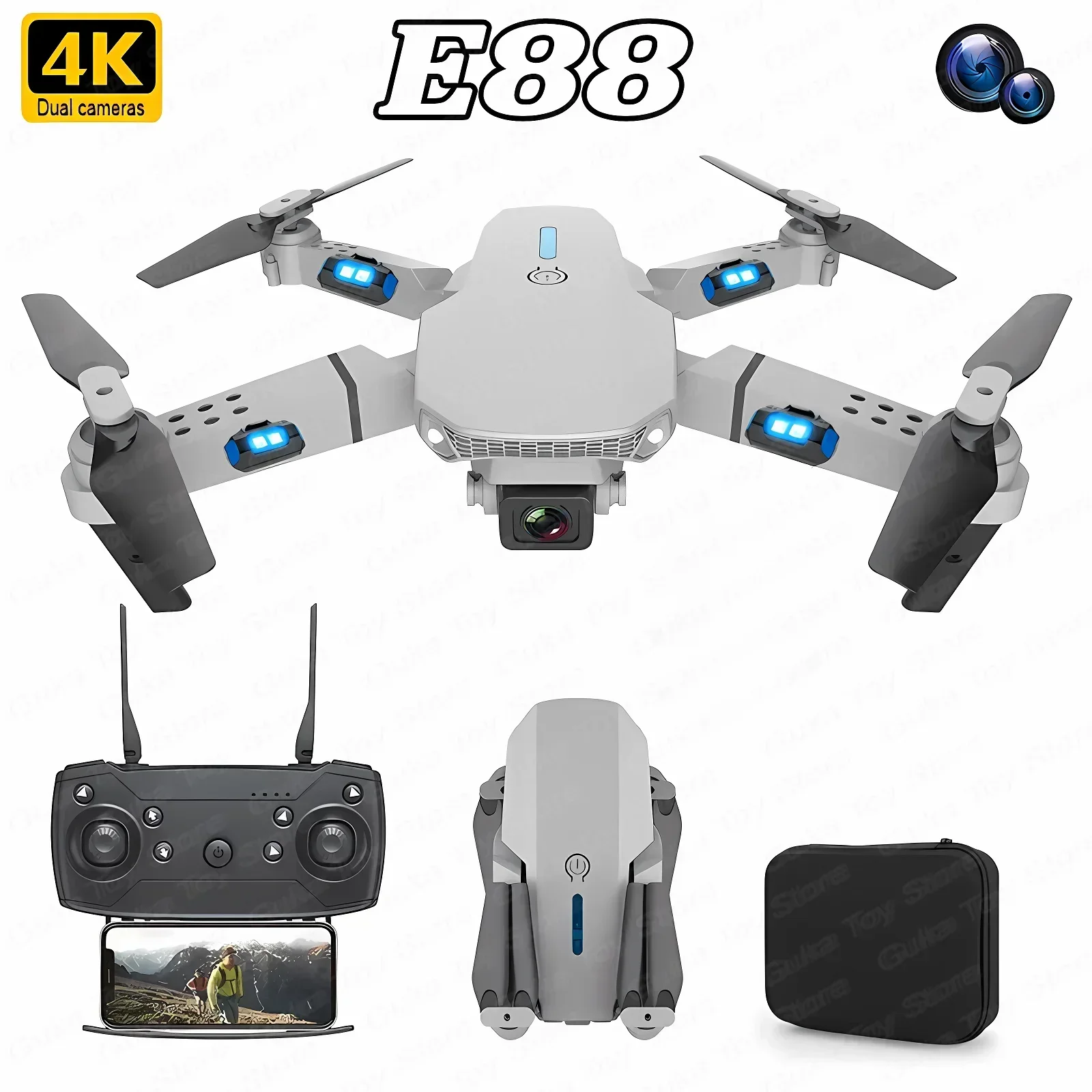 E88 Pro WIFI FPV Drone Wide An - Rc Helicopter Case avis et prix