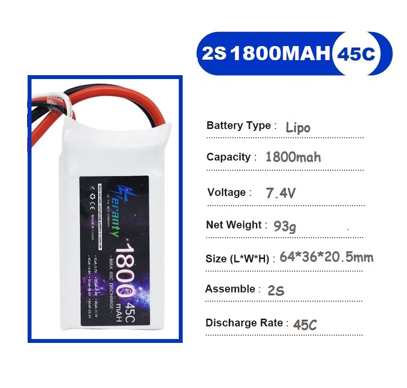 2PCS 7.4V Lipo 2S Battery 1500 - Rc Helicopter Battery avis et prix
