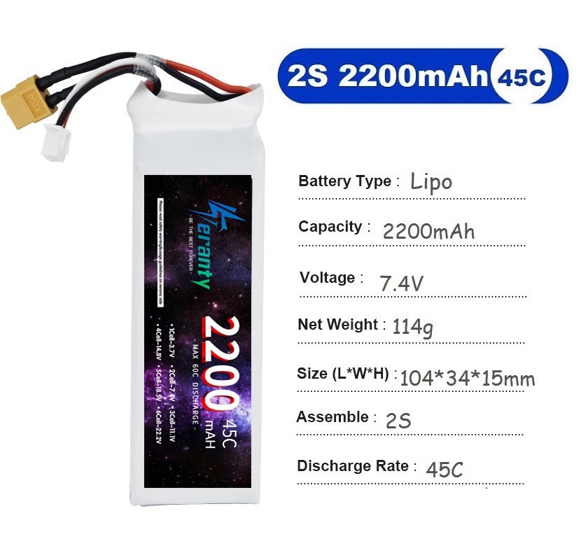 2PCS 7.4V Lipo 2S Battery 1500 - Rc Helicopter Battery avis et prix