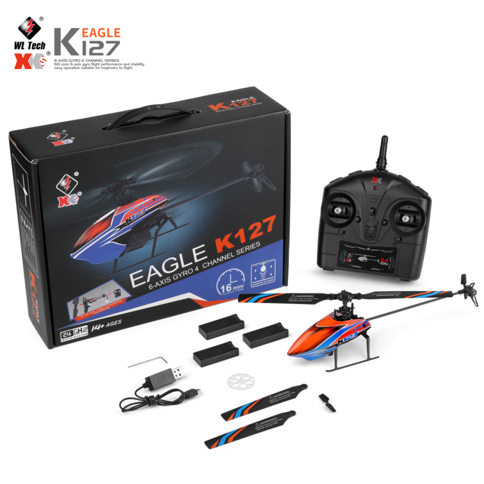WLtoys XK K127 4CH 6-axis Gyro - Rc Helicopter Single Rotor avis et prix